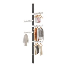 多層掛鉤立式衣架，垂直空間收納，簡約時尚設計，穩固耐用材質, 黑色