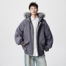 新款連帽毛領棉襖 秋冬加厚情侶外套 防風保暖夾克
