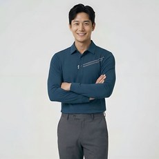 쟌피엘 백화점용 봄/가을 남자 스판 골프티 골프웨어 카라넥 카라티 긴팔 티셔츠