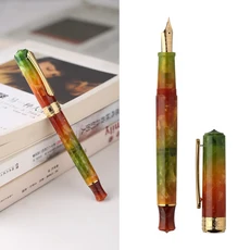 PENBBS 470 만년필 풀 타입 진공 잉크 흡입 필기구 창의적인 색상 아크릴 소재 성인 학생 연습용 펜 35 #, 10 28 - Golden Blade F