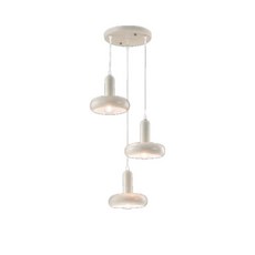 橙光燈飾 法式簡約奶油三燈圓盤吊燈，可調線長120cm，適用床頭/廚房/餐廳, 圓盤吊燈款-空台不附燈泡