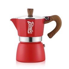 에스프레소 메이커 스토브탑 모카포트 3컵 에스프레소 포트 클래식 이탈리아 커피 메이커 싱글 안전 밸브 (블랙 3컵), 레드