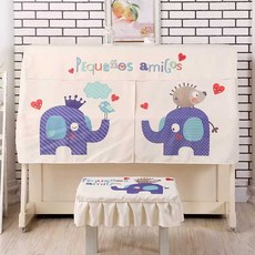 전자 피아노 덮개 건반 세트 북유럽풍 디지털 커버, 1개, 해피 엘리펀트 피아노커버 + 더블 벤치커버