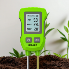 3IN1 원예 농업용 토양 pH 수분 온도 측정기 화분 식물 다기능 측정도구, 1개, SGS07-그린