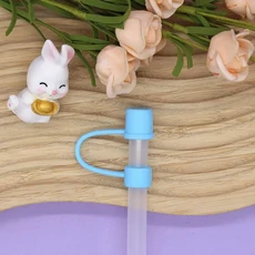 휴대용 빨대 팁 커버 우수한 밀봉 방진 토퍼 캡 보호대 뚜껑 파티 용품 8mm, 03 BLUE