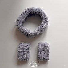 JOJO 奶油小熊洗臉髮帶手腕帶組, 1個, 銀灰基本款