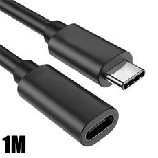 USB-C 여성용-타입 C 남성용 어댑터 케이블 연장 고속 전송 디지털 노트북 태블릿용 코드, 01 1PCS, 02 1M