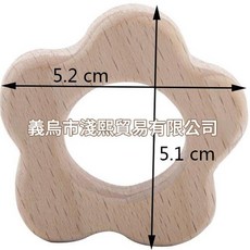 嬰兒櫸木動物造型磨牙玩具, 21.小花朵5.2*5.1 cm, 1個