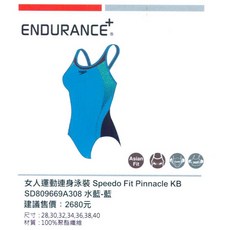 Speedo連身泳裝 Speedo Fit Pinnacle KB 水藍色 室內泳裝 舒適時尚