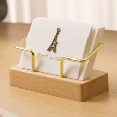 원목 명함 거치대 우드 탁상 데스크 보관함 진열대 사무실 액세서리 용품 선물 메모 개업 명함 정리함, 너도밤나무