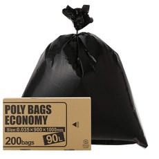 올디 쓰레기 봉투 블랙 90L 200장입 세로 100cm×가로 90cm 일본제 업무용 박스 방재용 재해시 비상시 수납 에코 마크 인증 폴리백 이코노미 PBE-K90-200, 1ml, 1개
