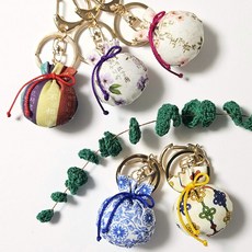 유희로운 손바느질 전통문양 복주머니(소) 키링, 훈민정음 분홍매화(소), 1개