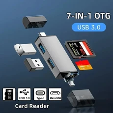 USB C 카드 리더 8-in-1 SD/TF/CF/MS 지원 5Gbps 읽기 쓰기 U 디스크 플래시 어댑터, 02 7 IN 1 card reader