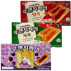 해태 후렌치파이 3종 3개 (딸기/사과/블랙커런트) 학교간식 과자, 192g