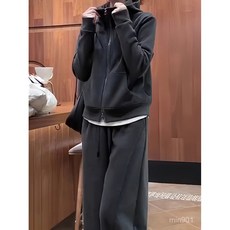 休閒套裝女 加絨加厚運動時尚套裝女秋冬慵懶風休閒百搭衛衣大學外套闊腿褲兩件套 韓版顯瘦