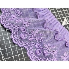 참보부상 쉐르빌주름 10색 폭6cm 주름 망사 레이스 퀼트 스커트 블라우스 앞치마 리폼, 1개, 보라색