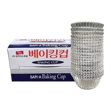 삼아 알루미늄 은박 베이킹컵 50mm 200매 유산지포함, 은색, 1세트