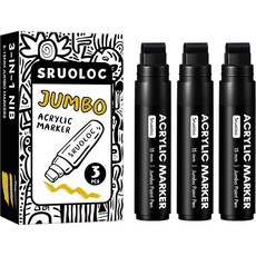 SRUOLOC 3 점보 영구 마커 블랙 두께 15mm 와이드 팁 암벽화용 대형 아크릴 페인트 포스터 스톤 세라믹 유리 나무 캔버스
