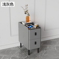 침대협탁 침실 사이드테이블 침대옆선반 무선충전 테이블, 1개, 그레이(잠금+조명+충전)35x40x50cm