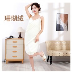 柔軟親膚吊帶浴袍，吸水速乾居家休閒睡裙，舒適透氣親膚材質