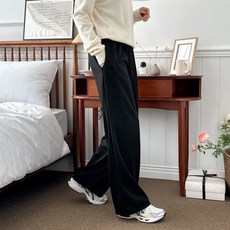 여성 와이드 팬츠 루즈핏 편안한 고무줄 밴딩 통바지