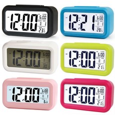 에코럭키 건전지식 스마트 탁상시계 백라이트 야간센서 알람 날자 온도계, 스마트탁상시계-블랙