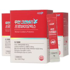 우먼 크랜베리 프로바이오틱스 유산균 미국산 크렌베리 분말 가루, 3세트, 30정
