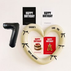 해피제이니 국산 생일포스터 하트 대형프레임 숫자 풍선 생일 파티용품 세트(자유레터링 시트지 3장 제공), 1세트, 크림하트숫자7