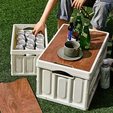 우드 폴딩 캠핑 테이블박스 스토리지 수납 공간 이동식 정리함 낚시 차박 가정용 테이블