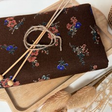 CRT 033 탐나요 면20수 피치 기모 꽃무늬 원단 플라워 패브릭 대폭 천, 1개, 브라운