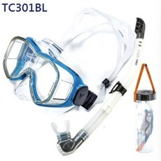 游龍潛水 V.DIVE TC301 專業潛水面鏡呼吸管套裝組合 (送收納提桶), TC301BL 水立方藍