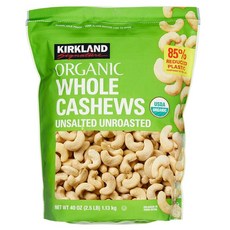 Kirkland Signature Organic Whole Cashews 무염 언로스팅 1.2L(40온스), 1