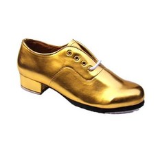탭댄스 신발 남자용 골드 실버 여자용 댄스화 소가죽 연습용 여성용 슈즈 댄스 레이스업