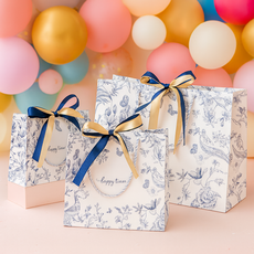 로어바제이 쇼핑백 고급 두꺼운 선물포장 종이쇼핑백 세트, 01.소형, 10개, 블루