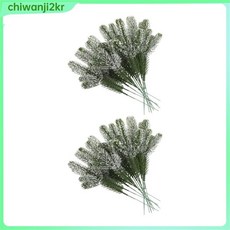 人造松針樹枝綠色植物裝飾，適用於花環婚禮臥室聖誕樹，打造清新居家氛圍, 與雪花, 1個