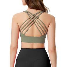 ECUPPER 여성 통기성 크로스 오픈백 빌트인 패드 스포츠 브라탑