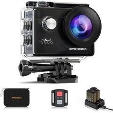 Apexcam 4K 액션 카메라 EIS 안정화 131피트 방수 수중 WiFi 스포츠 헬멧 카메라셀피 스틱 리모컨 배터리 2개 및 액세서리 키트, M80 AIR, 1개