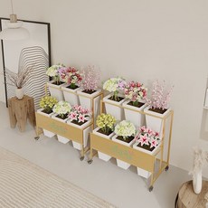 花店鮮花展示架廠傢直銷多層鐵藝花架移動花卉商場輕奢網紅架子花架 置物架 層架, 5個白色花桶17*17*34