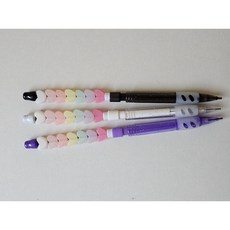 오라마켓 샤프 볼펜 꾸미기 3개 세트 볼꾸 펜꾸 샤꾸 비즈 동대문 DIY 재료, 1세트, 퍼플+화이트+블랙