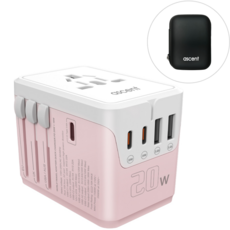 에센트 해외여행용 PD 고속 충전 멀티어댑터, 1개, 핑크