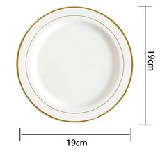 一次性餐盤 19cm/23cm 金邊銀邊玫瑰金邊 PS硬塑增厚設計, 1個, 19cm金邊1個體驗裝