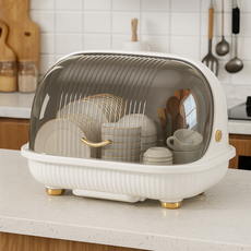 솜솜스퀘어 대용량 유럽식 디자인 물빠짐 주방 식기건조대, 화이트, 1개