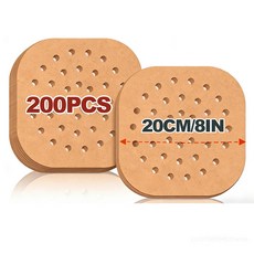 에어프라이어 종이 일회용 에어프라이어 파치먼트 종이 라이너 논스틱 스티머 라이너 오븐 전자레인지 스팀 바스켓용, [06] 20CM 200PCS