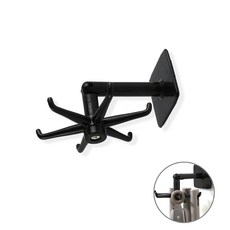 후크 6구 벽걸이 무타공 회전 고리 접착식 360도 검정