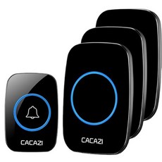 CACAZI 무선 장거리 초인종 다중 실내 알림용 호출벨, 1세트, 화이트(수신기2개+송신기2개)