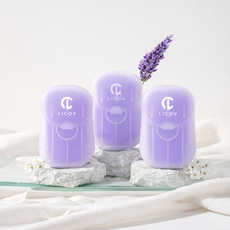LICOV 휴대용 종이비누 일회용 여행용 캠핑용 손세정 핸드워시 (개당 50매), 3개, Lavender