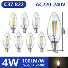 8개 LED 에디슨 전구 필라멘트 E27 B22 E14 C35 A60 ST64 220V/240V 빈티지 2700K/4000K 색 유리 램프 조명, 15 ST64 B22 4000K, 01 AC220-240V