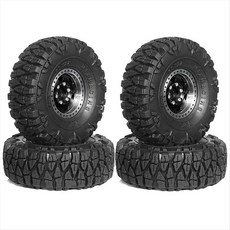 4pcs 60mm 1.0 인치 금속 비드 록 휠 타이어 세트 1/18 1/24 크롤러 자동차 TRX4M SCX24 AX24 FCX24 업그레이드 부품, 검은색