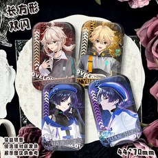 桃園出貨-散兵空流浪者楓原萬葉衕人穀燄熔音樂節新款方形雙閃吧唧徽章胸針, 1個, 純色不打印圖案,素面鐳射-44X70mm徽章