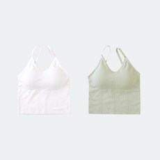 뮤즈마인 [SET] 노와이어 데일리 롱밴딩 브라렛 2P - 세트 5color 브라탑 패드내장 브래지어 크롭 스판 헬스 운동복 이너 나시